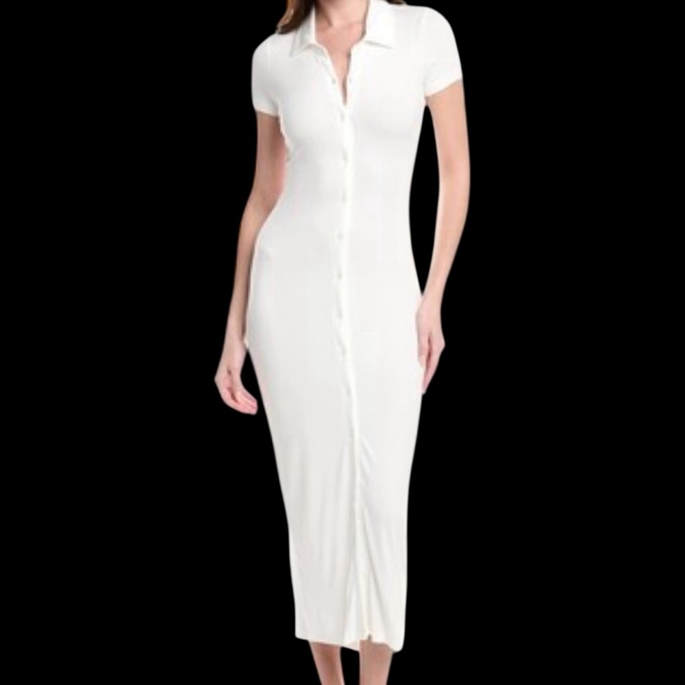 Elegant White Button-Down Rachel Parcell Maxi Dress Women's size XL